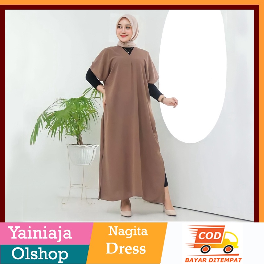 Nagita Long Dress / Kaftan Nagita Crinkle Airflow VIRAL