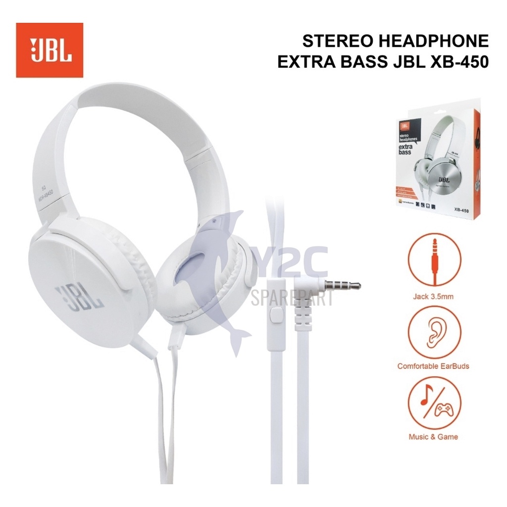 HEADSET BANDO GAMING XB450 JBL MEGA BASS JACK 3.5MM + MIC / EARPHONE HANSDSFREE HENSET GAME