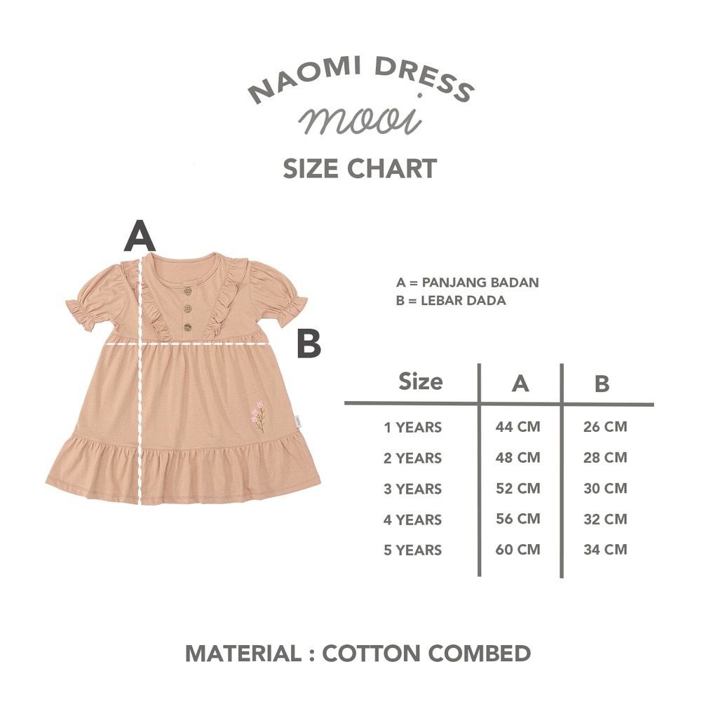 Mooi Dress Anak Perempuan Naomi Dress / Dress Anak 1-5 Tahun