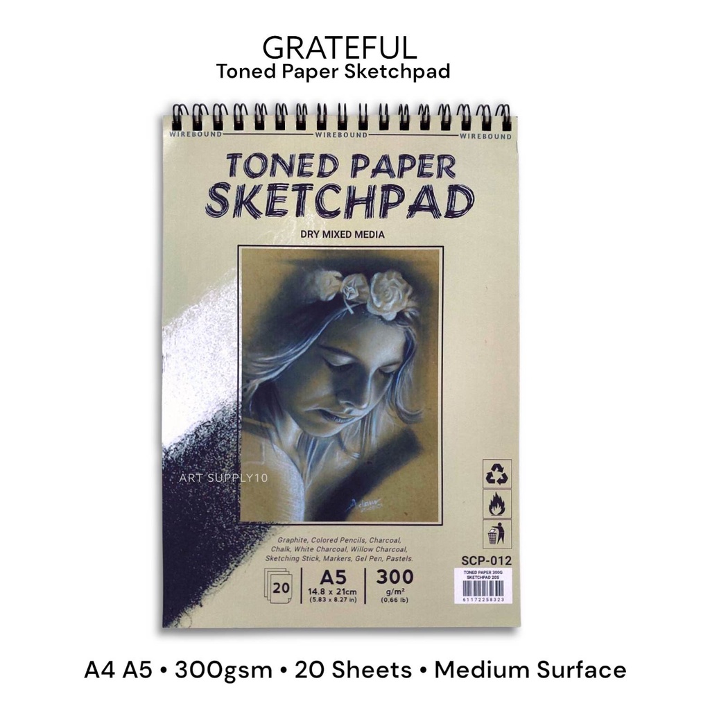 

Toned Paper Spiral A5 Sketchpad 300g