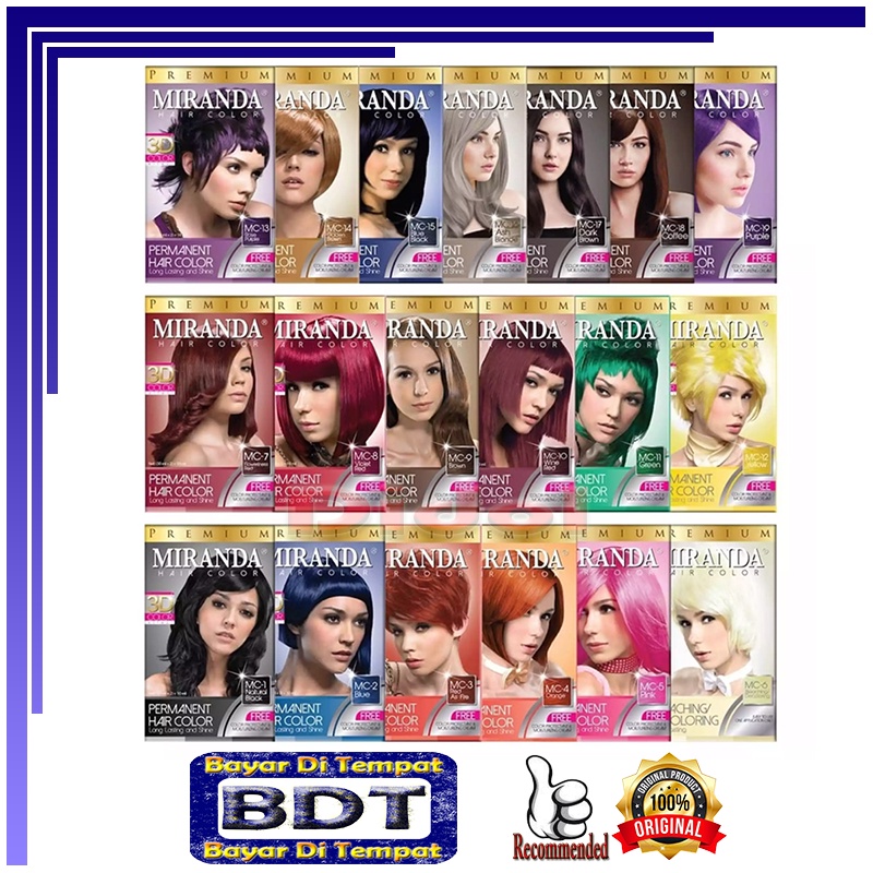 Pewarna Rambut Original Cat Rambut Permanen Miranda Premium Hair Color 30ml Semir Rambut Pria & Wani