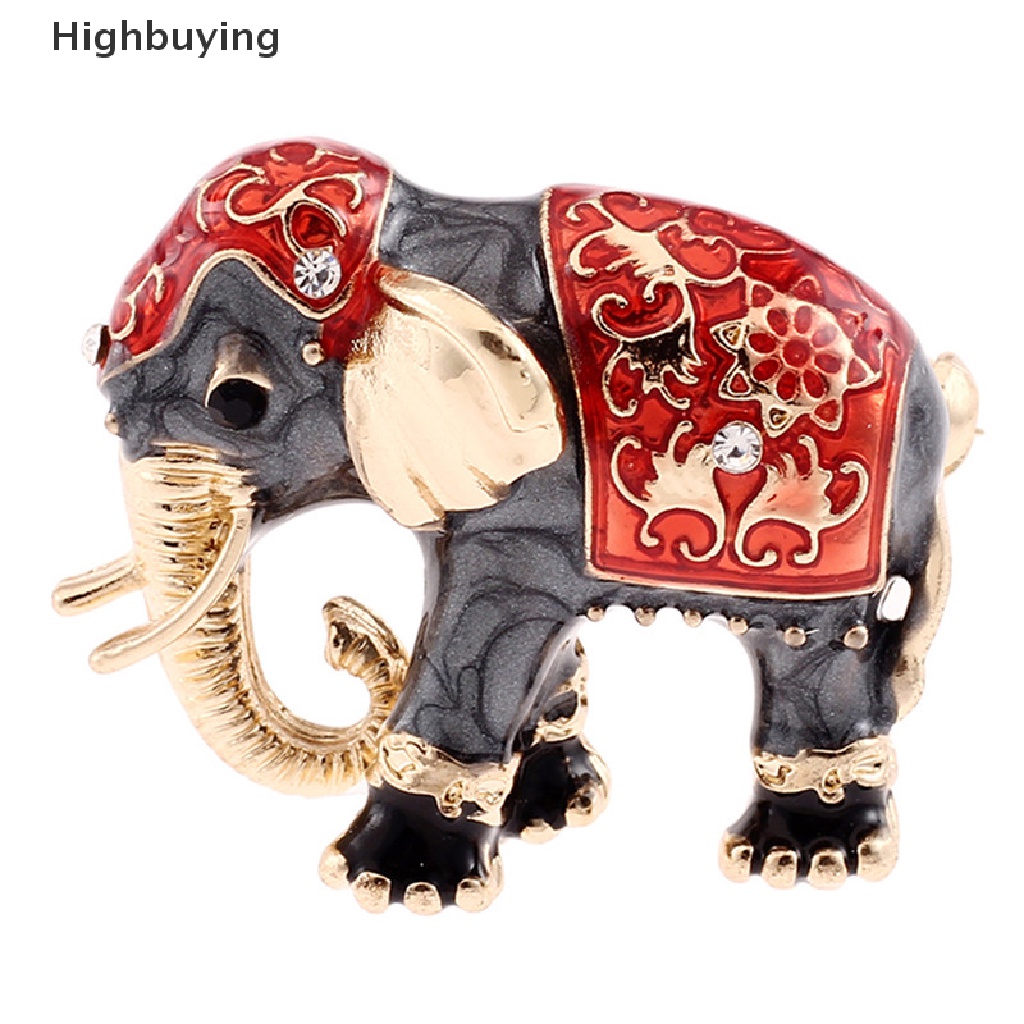 Hbid Animal Enamel Kristal Gajah Bros Pin Wanita Kostum Buket Pin Perhiasan Glory