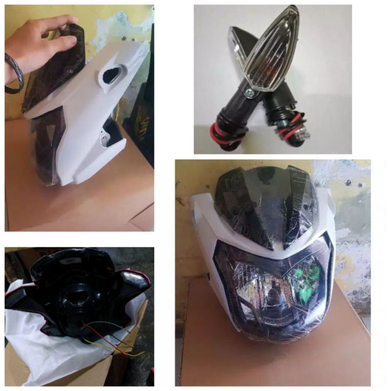 Paket Lampu Depan Vixion New 2013 2014 Warna Putih Plus Sein Kiri Kanan Batok Kepala Lampu Depan Vix