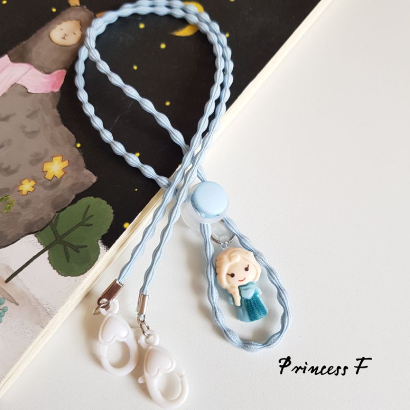 STRAP MASKER ANAK PEREMPUAN  2 IN 1 PUTRI DISNEY / KALUNG MASKER / TALI MASKER / LANYARD MASK STOPER 2IN1