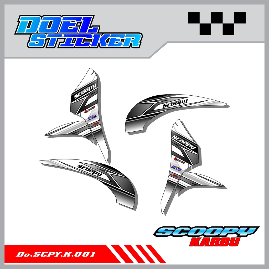 Sticker Striping Honda SCOOPY Karbu Tahun 2010-2013 List Variasi Hologram , Crome Doel 001