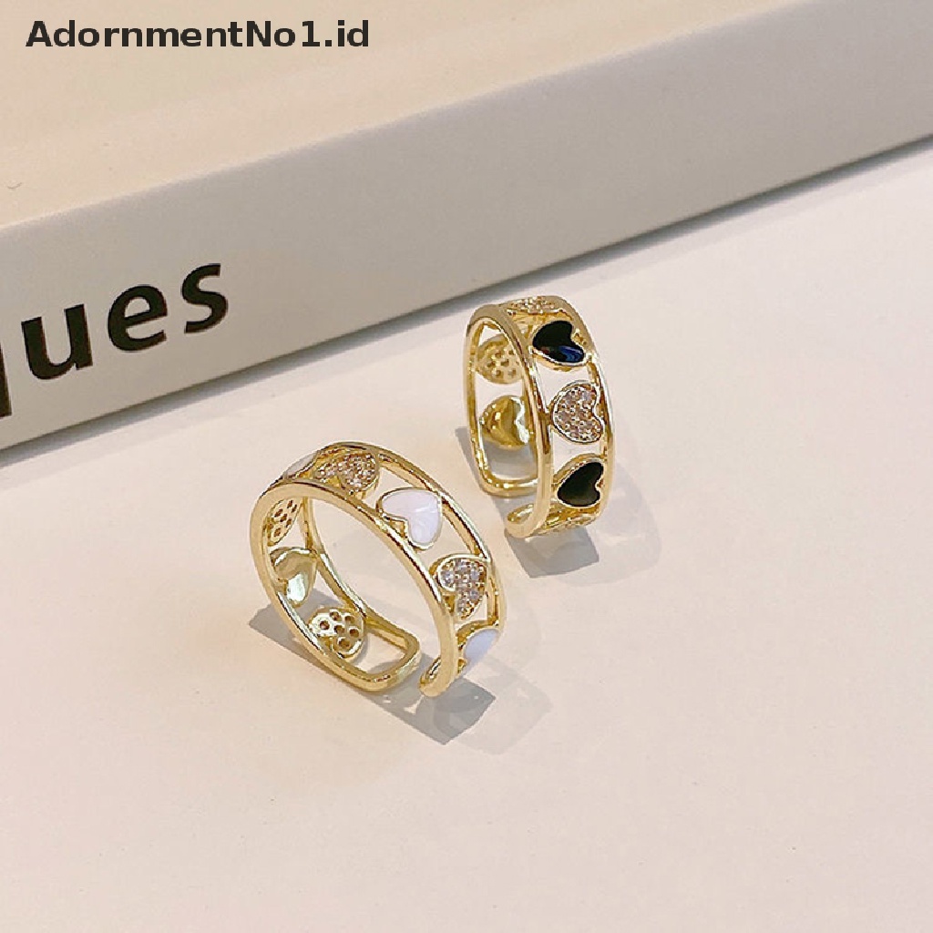 [AdornmentNo1] Fashion Cinta Hati Cincin Terbuka Geometris Rings Untuk Wanita Gadis Melubangi Jantung Kepribadian Cincin Pernikahan Band Pesta Elegan Perhiasan Hadiah [ID]