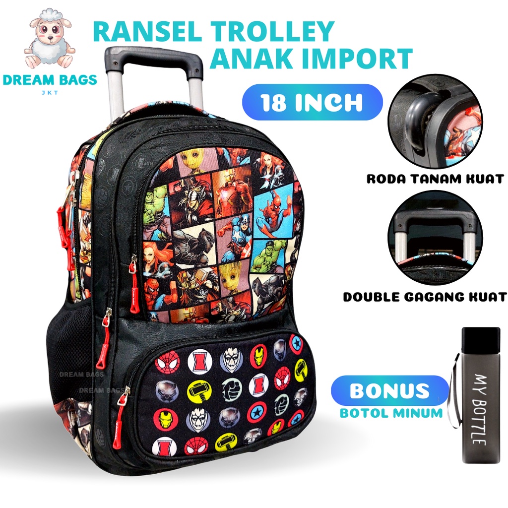 Ransel Troly Dream Bags 18 Inch Tas Troli Anak - Tas Ransel Trolly Sekolah Anak SD SMP