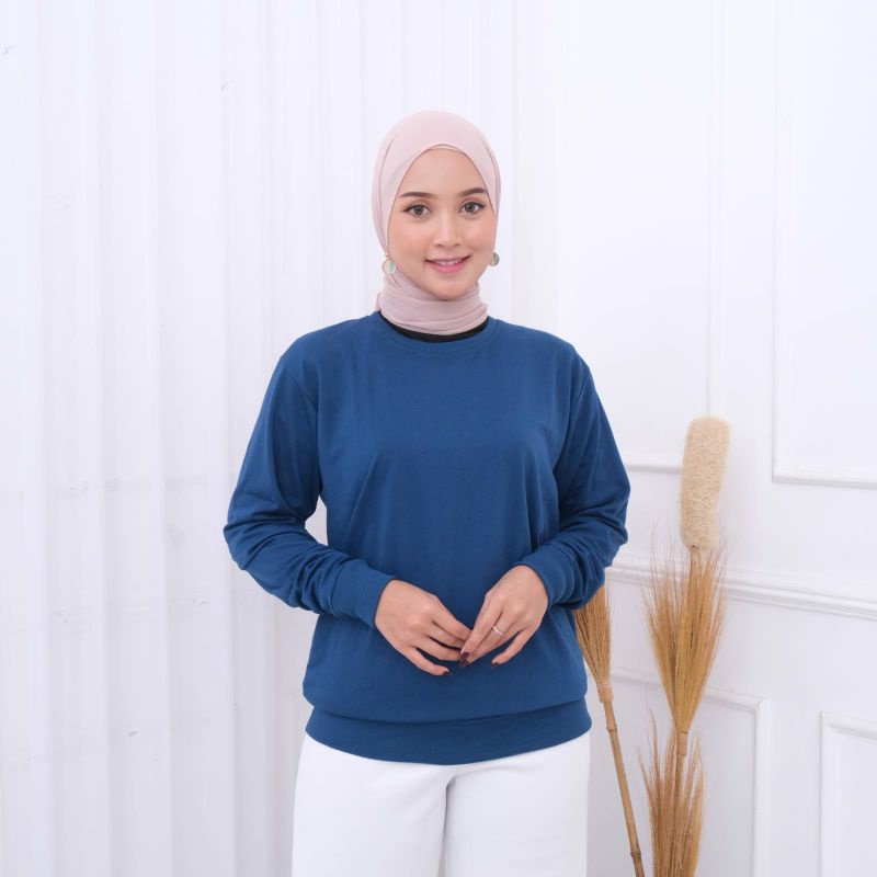 Sweater Warna Biru Royal Blue Polos Unisex Basic Babyterry