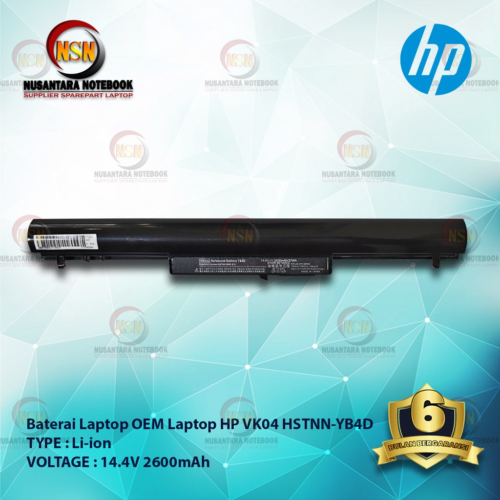 Baterai OEM HP sleekbook 14 SERIES VK04 HSTNN - YB4D 14.4V 2600mAh