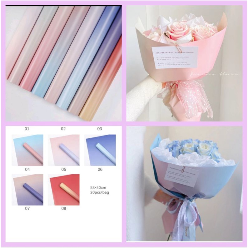 

(ecer) FLOWER WRAPPING RAINBOW GRADASI CELLOPHANE GRADIENT KERTAS BUKET BUNGA HANDBOUEQUET