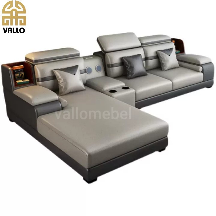Sofa Minimalis L - Kursi Ruang Tamu - Sofa Kulit Mewah - Sofa Bed
