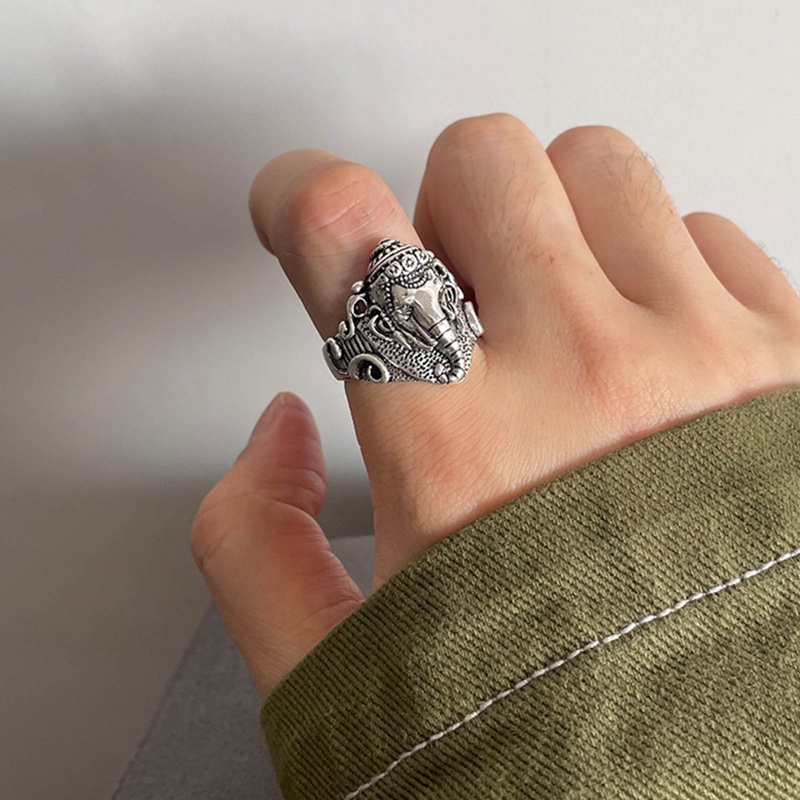 Retro Punk Tengkorak Cincin Untuk Pria Wanita Berlebihan Antik Siver Warna Pembukaan Adjustable Rings Naga Perhiasan Hadiah