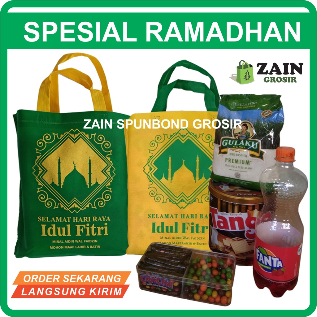 

20pcs 35x33x8 Tas Spesial Ramadhan & Idul Fitri Goodie bag Kantong Kain spunbond