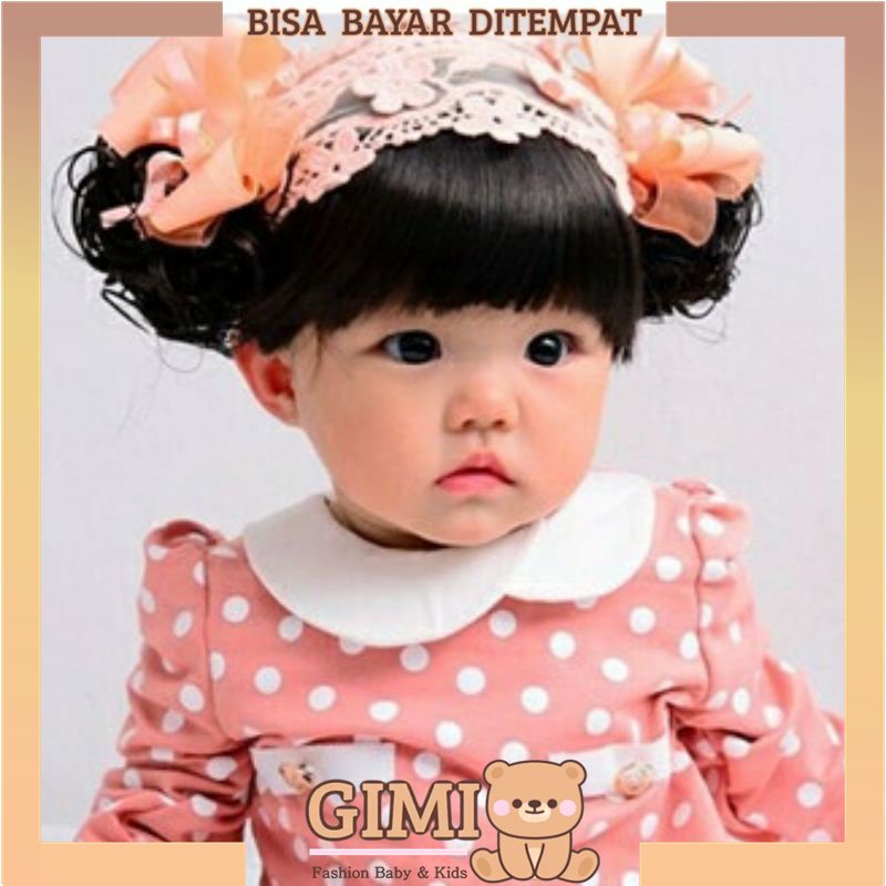 Bandana Bando Rambut Poni Anak Bayi Perempuan Wig Aksesoris Bondu Topi Bayi Rambut Poni Kepang Palsu