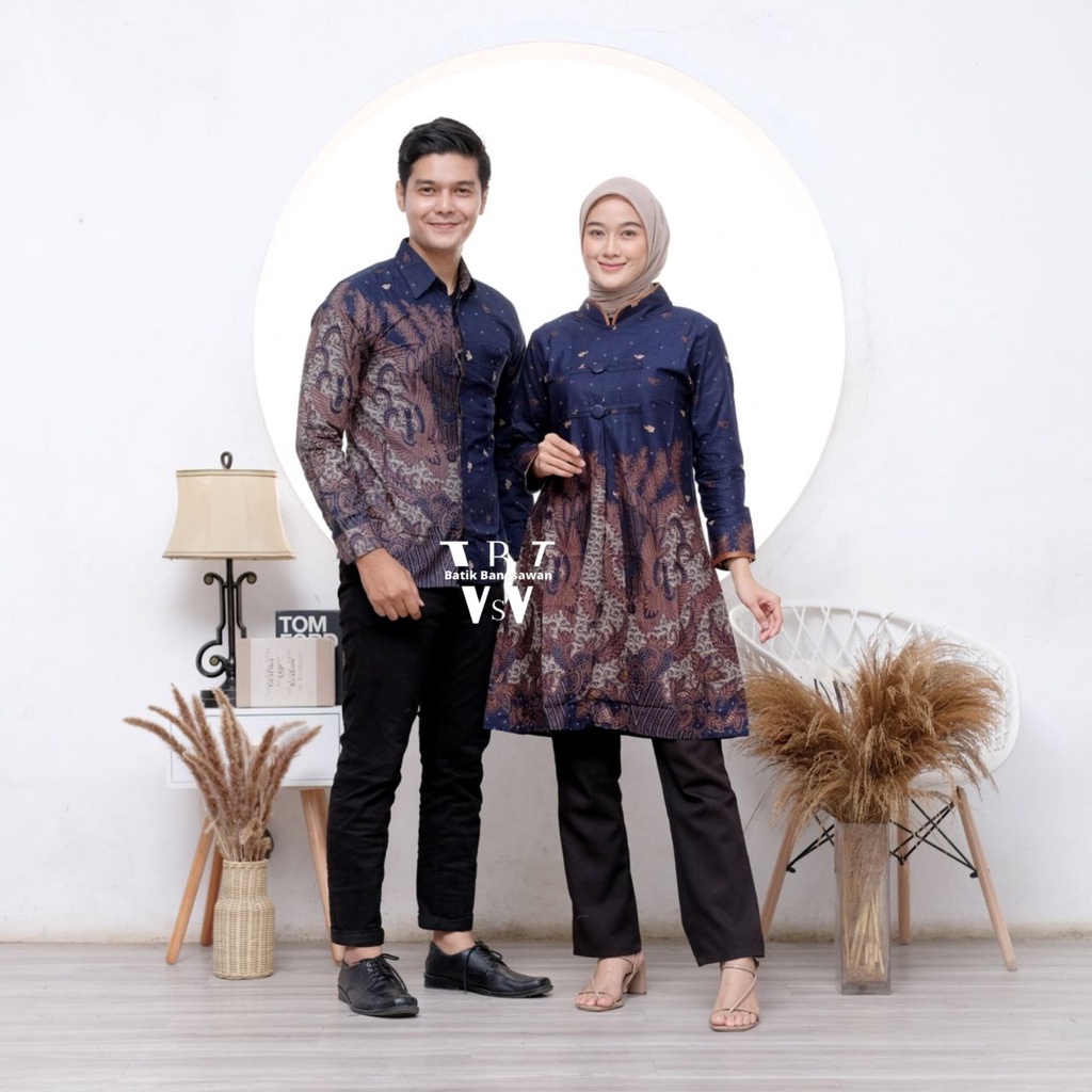 Batik Couple Modern Atasan Tunik Batik Kerja Kantor Wanita Seragam Batik Tunik Couple