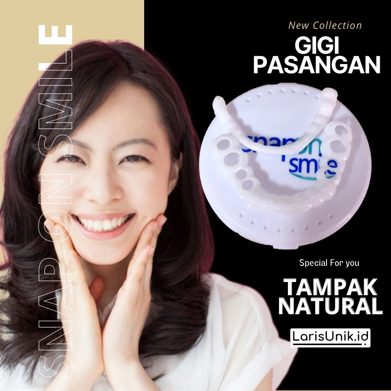 Gigi Palsu Atas Bawah Instan Gigi Palsu Silikon Alami Snap On Smile Putih Original Authentic