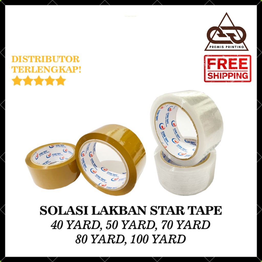 

Solasi Lakban Star Tape Bening Coklat Besar / Solasi Besar Sangat Kuat