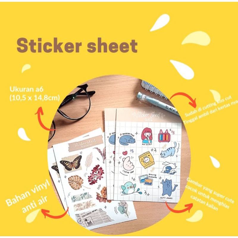 

sticker sheet journal aesthetik cute (kiss cut)