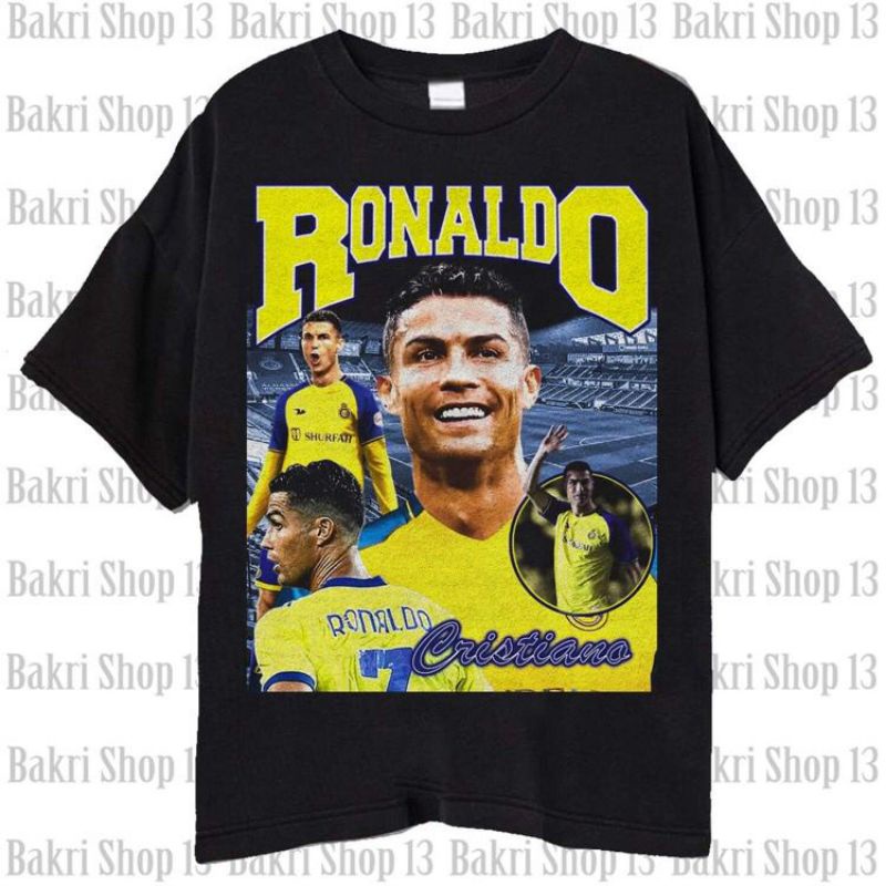 Portugal GOAT Cristiano RONALDO T-shirt/Kaos Bola Vintage Wash Cristiano Ronaldo Al-Nassr Fc CR7 Uni