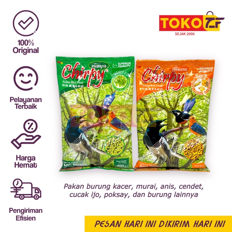 [CHIRPY HIJAU & KUNING] Pakan Burung Voer Murai Kacer Jalak Anis Cendet | Makanan Burung Super Bird 