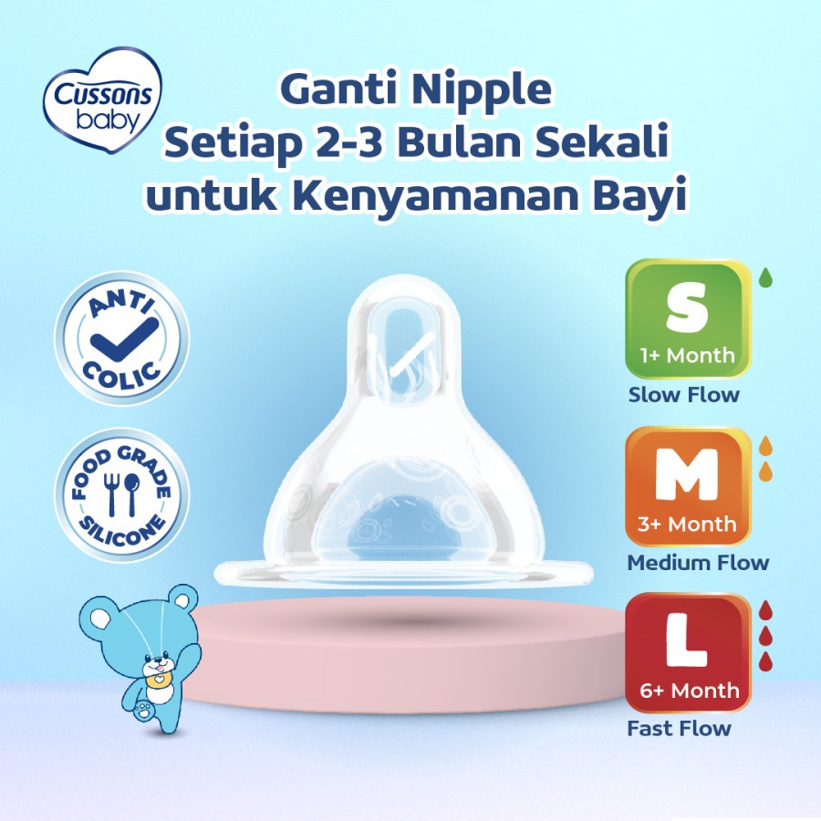Cussons Baby Nipple Silicone Wide Neck (L) - Dot Botol Bayi Isi 2pcs