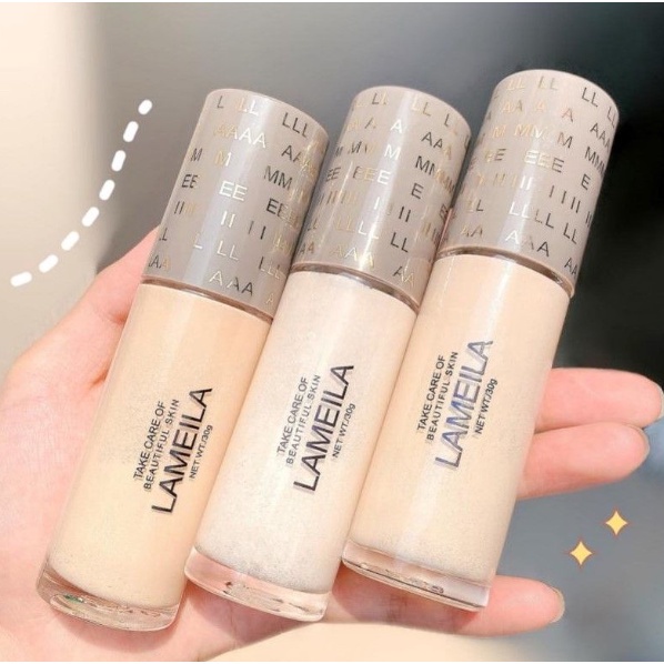 PA Lameila New Fondation Tiga Warna Foundation Waterproof Krim Pelembab Wajah &amp; Pemutih Wajah Anti Air dan Tahan Lama Matte + Poreless Liquid Matte Foundation Make Up 30ml 3055 AK093