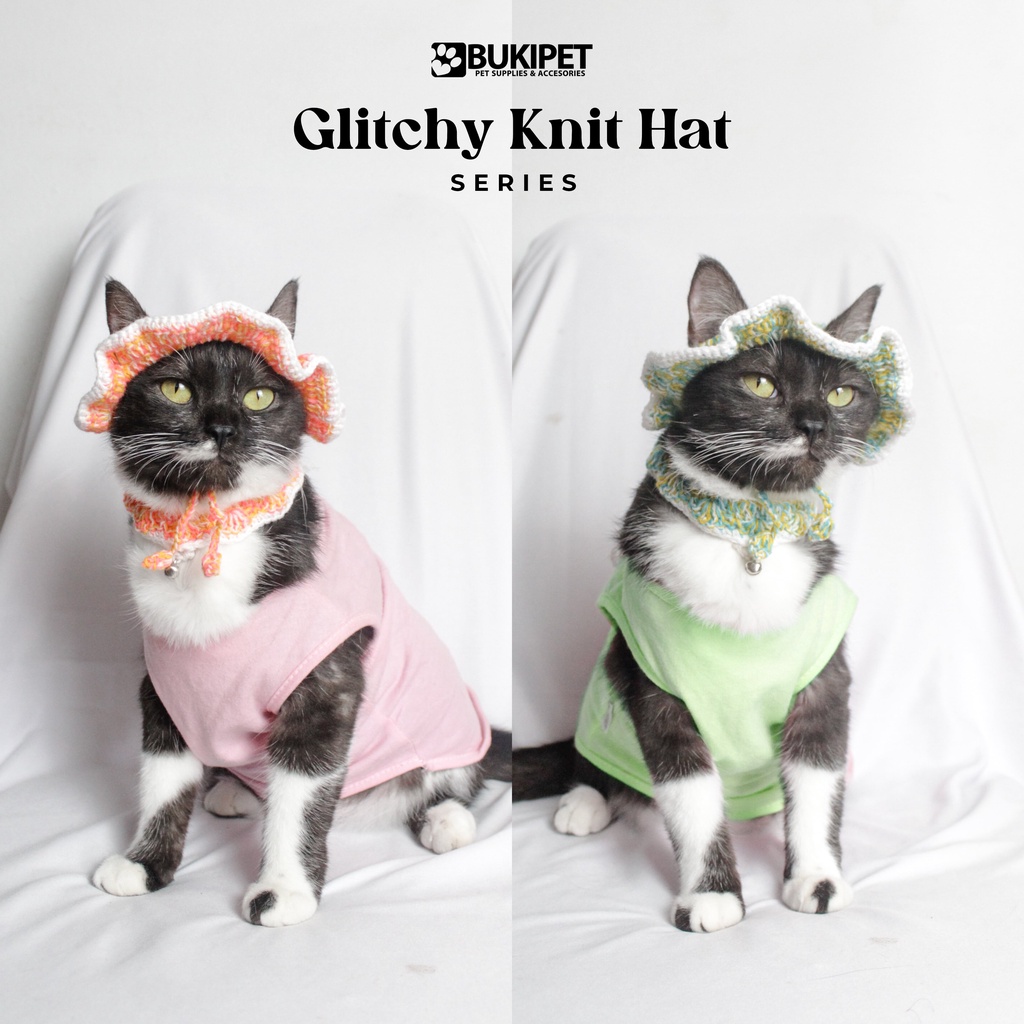 topi kucing rajut aksesoris hewan lucu murah - GLITCHY KNIT HAT SERIES