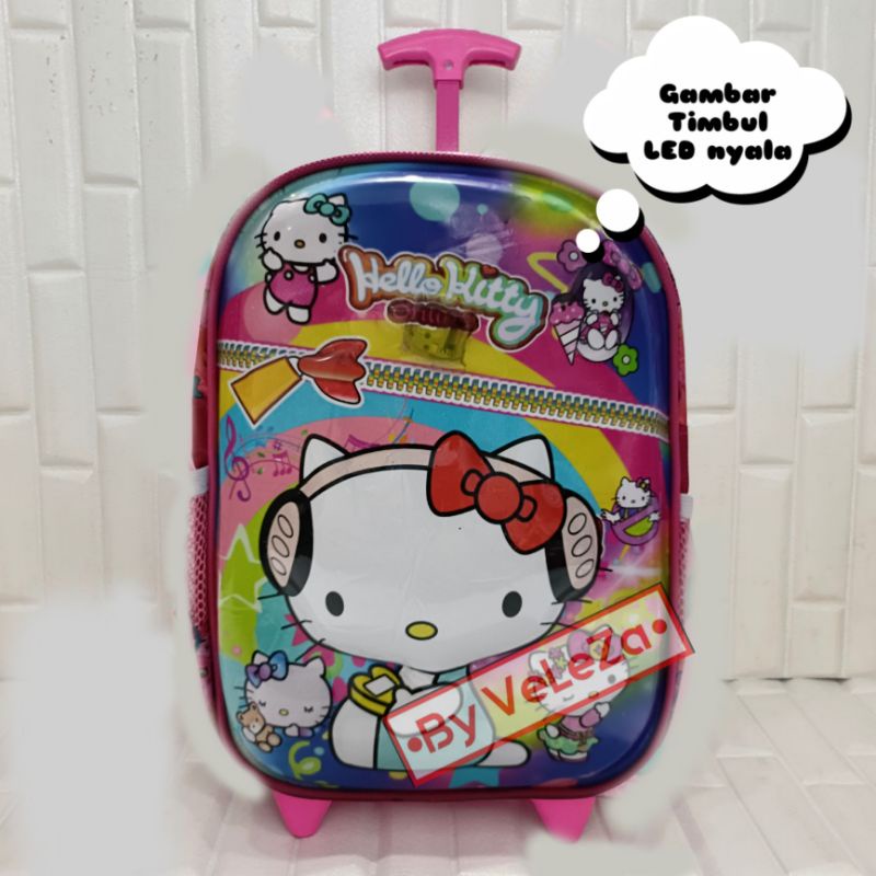 Tas Ransel Troli Anak Sekolah PAUD TK led gambar timbul