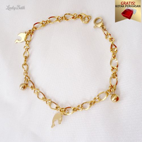 Gelang Titanium Wanita Anti Karat R1k4 Dolphin Gelang Tangan Korea Kekinian Model Rantai Mewah Mainan Dolphin Dolpin BONUS KOTAK PERHIASAN - Lovelybutik