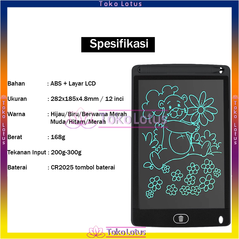 LCD Writing Tablet Portable Ukuran 8.5 Inch / 4.4 Inch Free Stylus Untuk Menggambar / Catatan Anak-Anak Maupun Dewasa