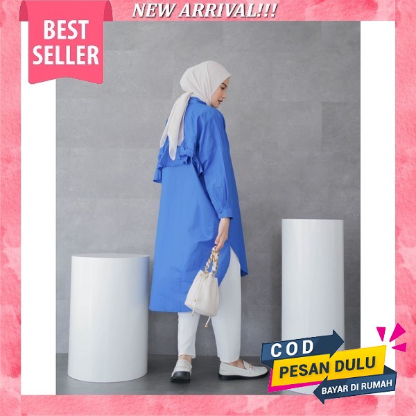 Ramdan Collection A047 | Milly One Set Rayon Crinkle Setelan Wanita Kekinian Tunik + Celana Import F