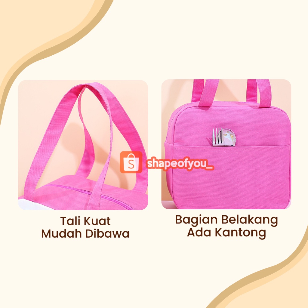 Tas Bekal Anak Cooler Bag Tahan Panas Lunch Bag Sekolah Besar Motif Karakter Premium