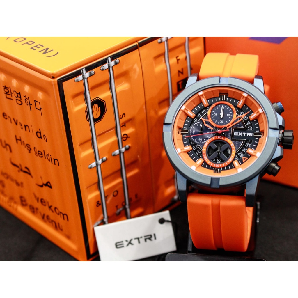 Jam Tangan Pria Extri X6064 Original Chronograph Aktif Include Box