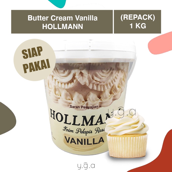 

Butter Cream Vanilla Hollmann (REPACK) 1KG / Buttercream Hollman Siap Pakai / Krim Holman