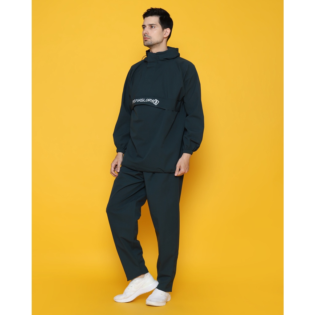 Jas Hujan Setelan Pria Wanita Velocity Bahan Tebal Kuat Elastis ANTI REMBES PEAKGLORY