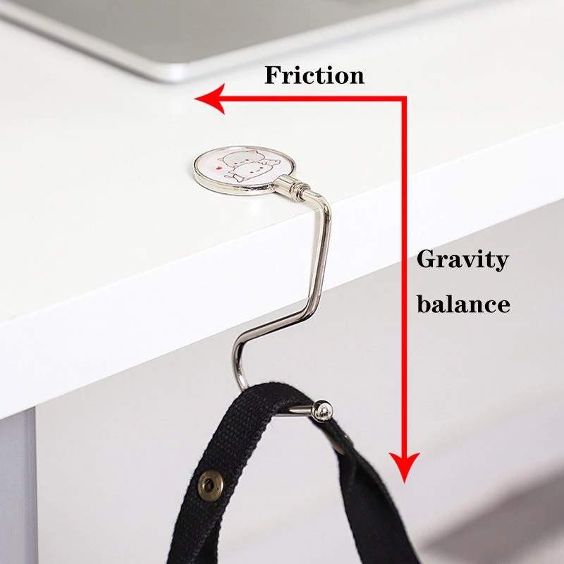 Rak Clutter Portabel Kait Logam Dapat Digunakan Kembali Pola Kartun Kait Non-slip Tas Sekolah Payung Beban-bearing Hooks Desktop Storage Hooks