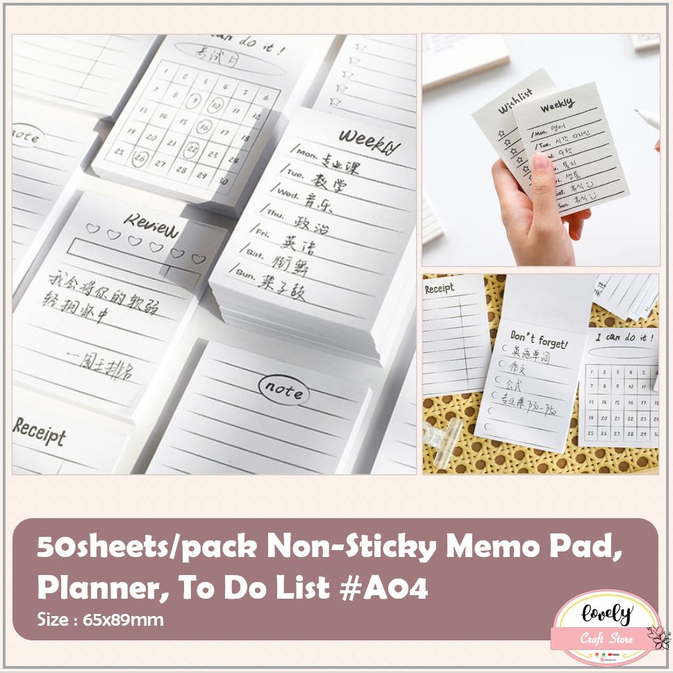 

LovelyCraftStore | A04 Non Sticky Memo Pad Planner Notes To Do List Review Memo