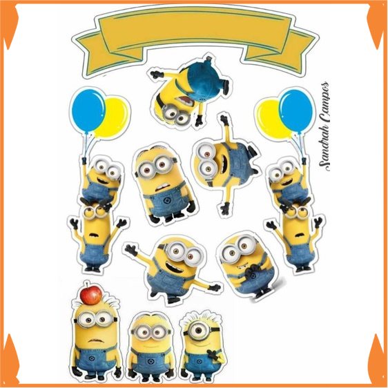 Ready Topper Cake Custom Nama Tema Minions  baner kue ultah Toko_Arsha