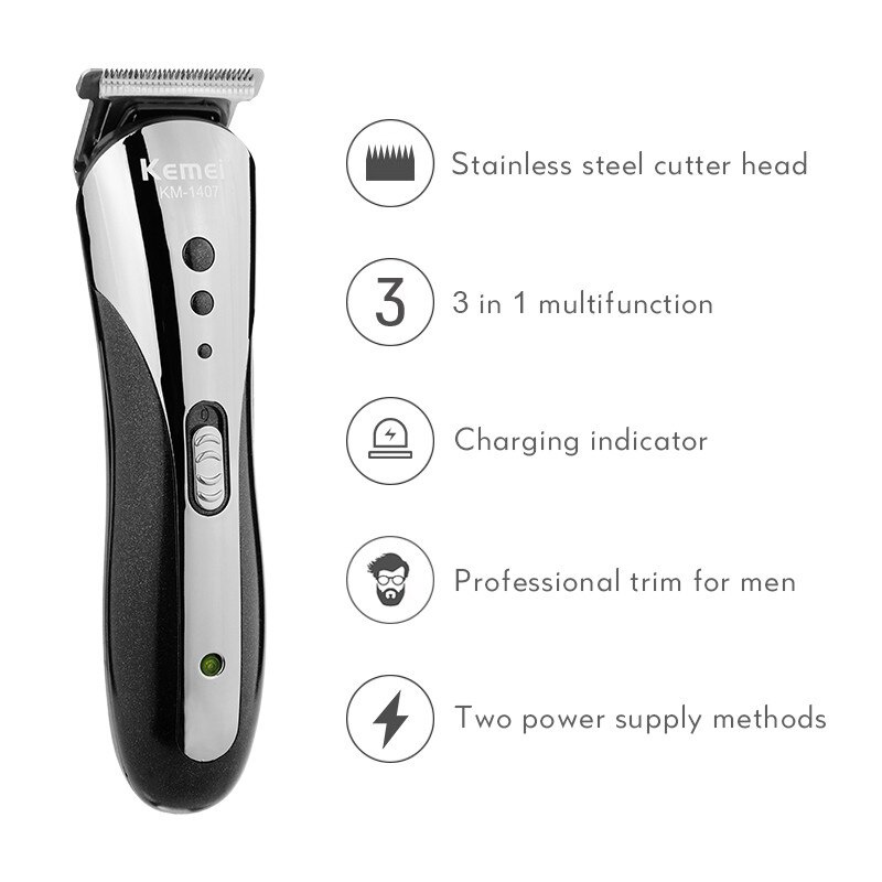 ( COD ) ALAT CUKUR RAMBUT ELEKTRIK 3in1 HAIR CLIPPER KEMEI 1407 Mesin Potong Kumis Jenggot KM-1407