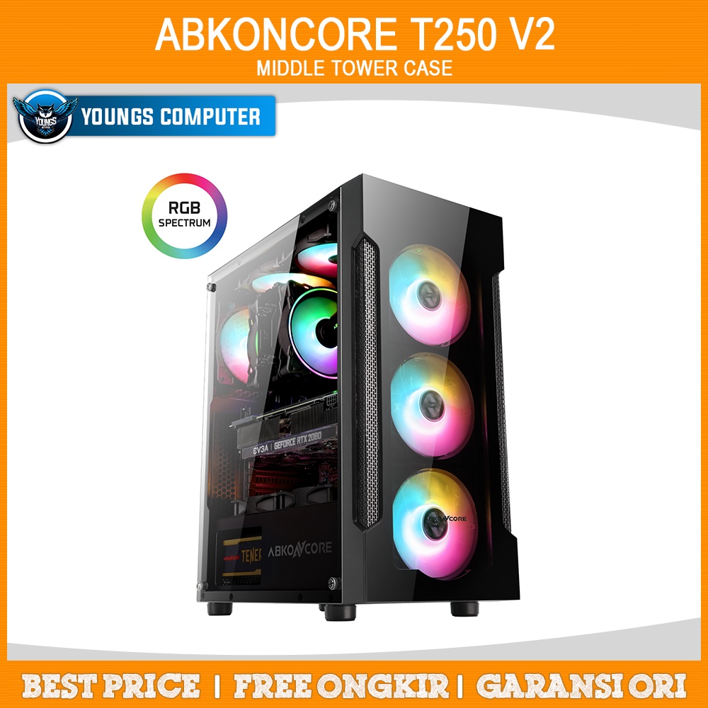 Gaming Case ABKONCORE T250 V2 - Spectrum RGB ATX Casing PC Abko