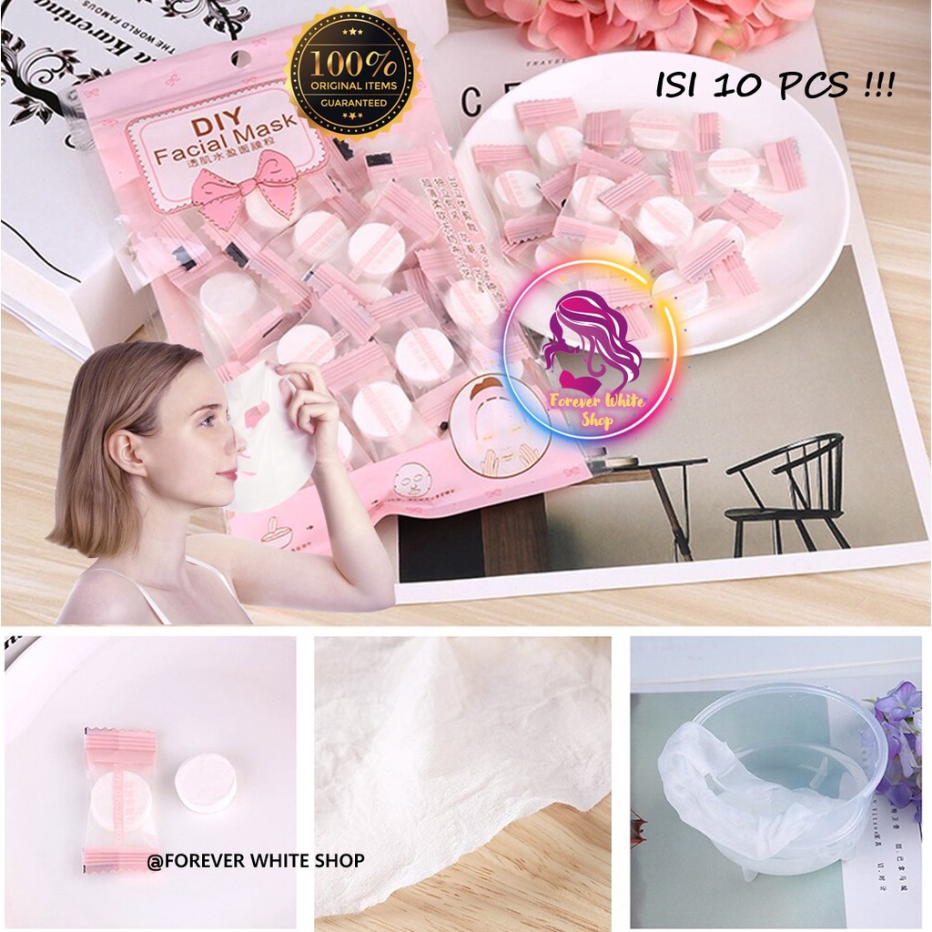 Isi 10 Pcs Compressed Facial Mask Viral - Termurah  Masker Wajah Tablet Permen Compressed Facial She