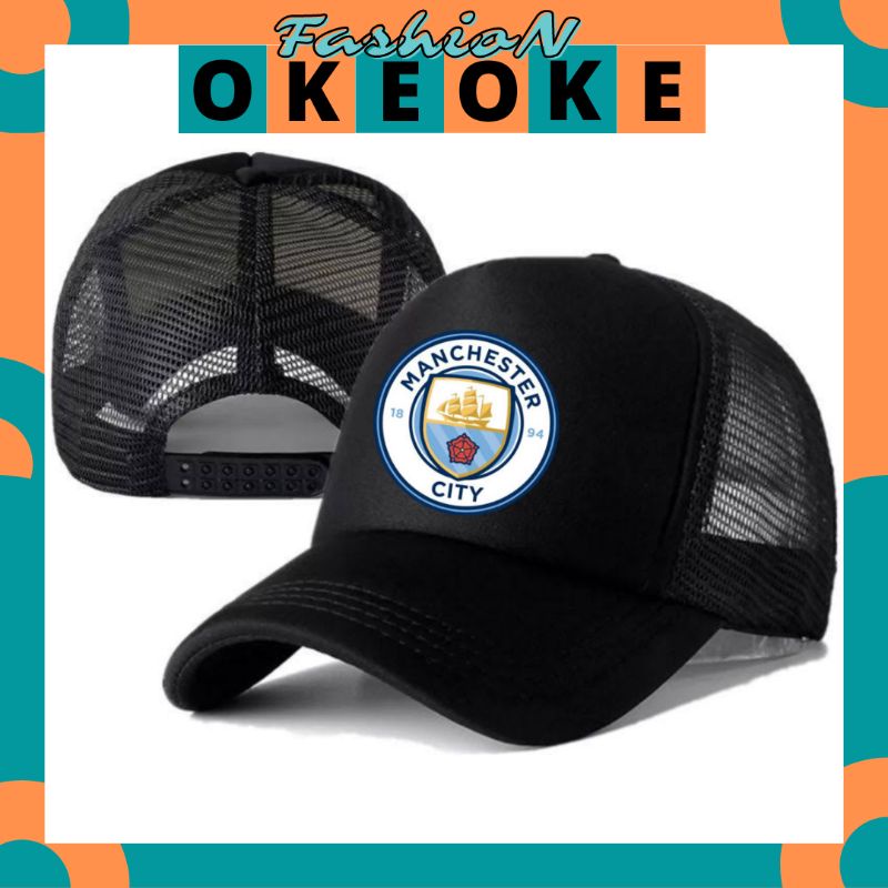 OkeOkeFashion Topi Trucker MANCHESTER CITY - Topi Distro MANCHESTER CITY Logo - Topi MANCHESTER CITY