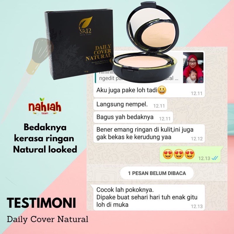 Bedak Padat SR12 / Daily Cover Compact Powder Bedak Anti Luntur Tahan Lama Glowing 10gr