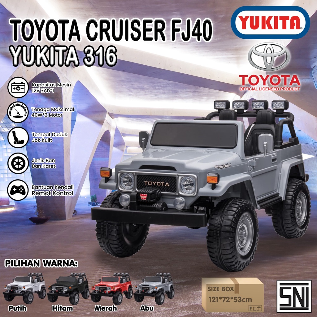 MAINAN ANAK MOBIL AKI YUKITA 316 TOYOTA OFFICIAL LICENSED - GREY