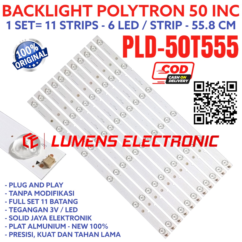 BACKLIGHT TV LED POLYTRON 50 INC PLD 50T555 PLD50T555 50T LAMPU BL 6K 3V PLD-50T555 6 KANCING 6LED 5
