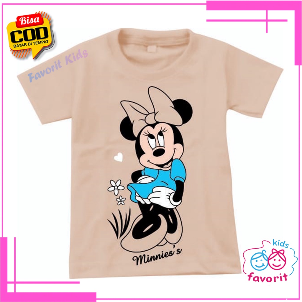 Baju kaos minnie mouse anak perempuan lengan pendek usia 1-10 tahun