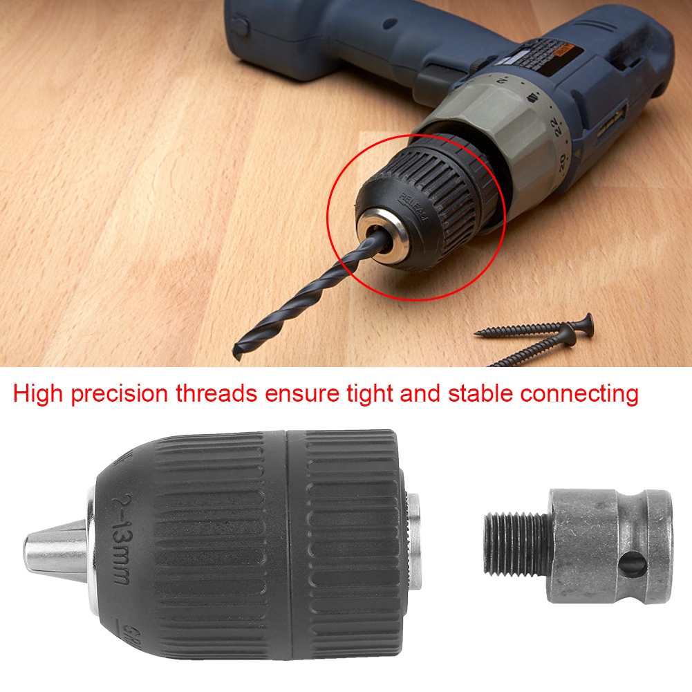 Adaptor Impact Ke Bor 13mm Kepala Bor Impact Adapter Impact Wrench Kepala Bor Keyless Metal 13mm With Lock