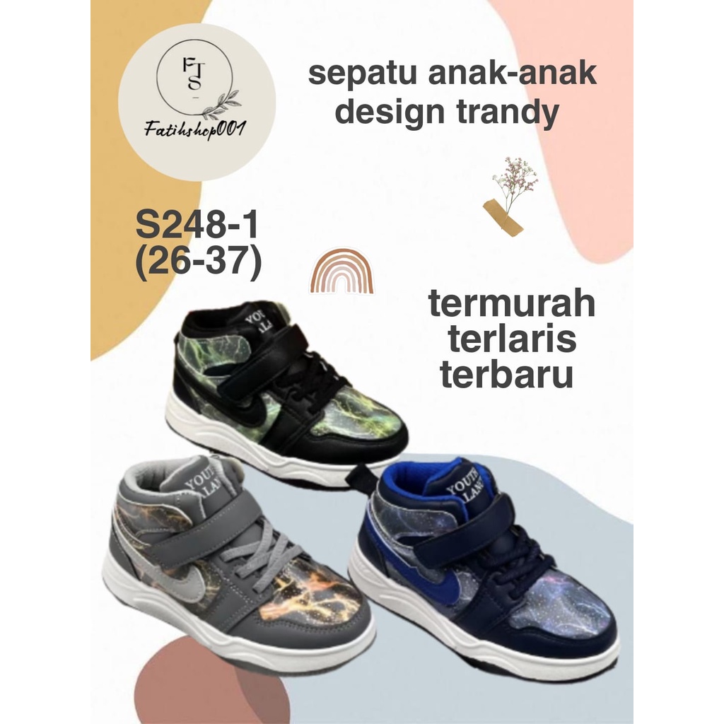 Sepatu anak laki-laki dan perempuan viral metalic import semi boots S248-2 (26-37) Sepatu  anak terlaris sepatu sekolah