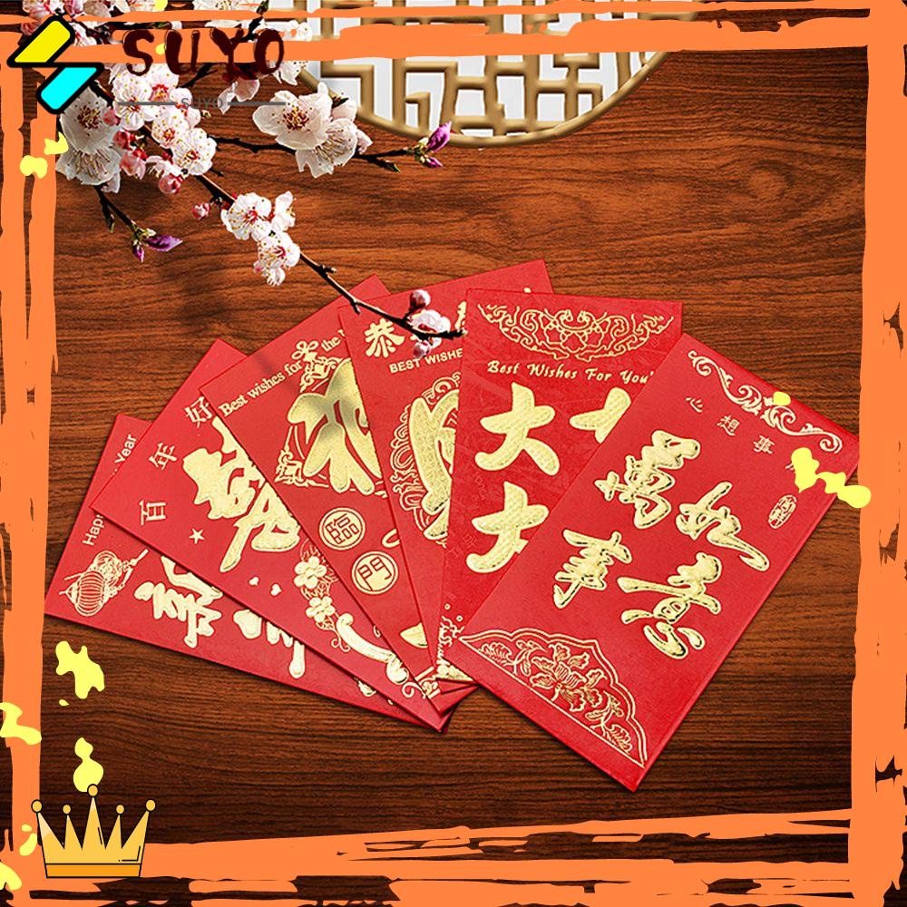 Suyo 6pcs Amplop Merah CNY Spring Festival Ulang Tahun Hajatan Imlek