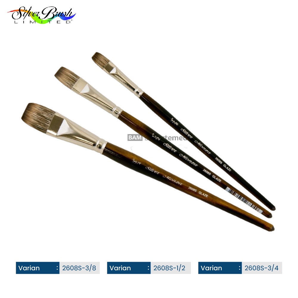 Alat Menggambar Kuas Lukis Kecil Silver Brush/ Monza® 2608S Glaze Brush SH Terlaris By Bali Artemedia